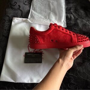 Christian Louboutin Red Spiked Sneakers